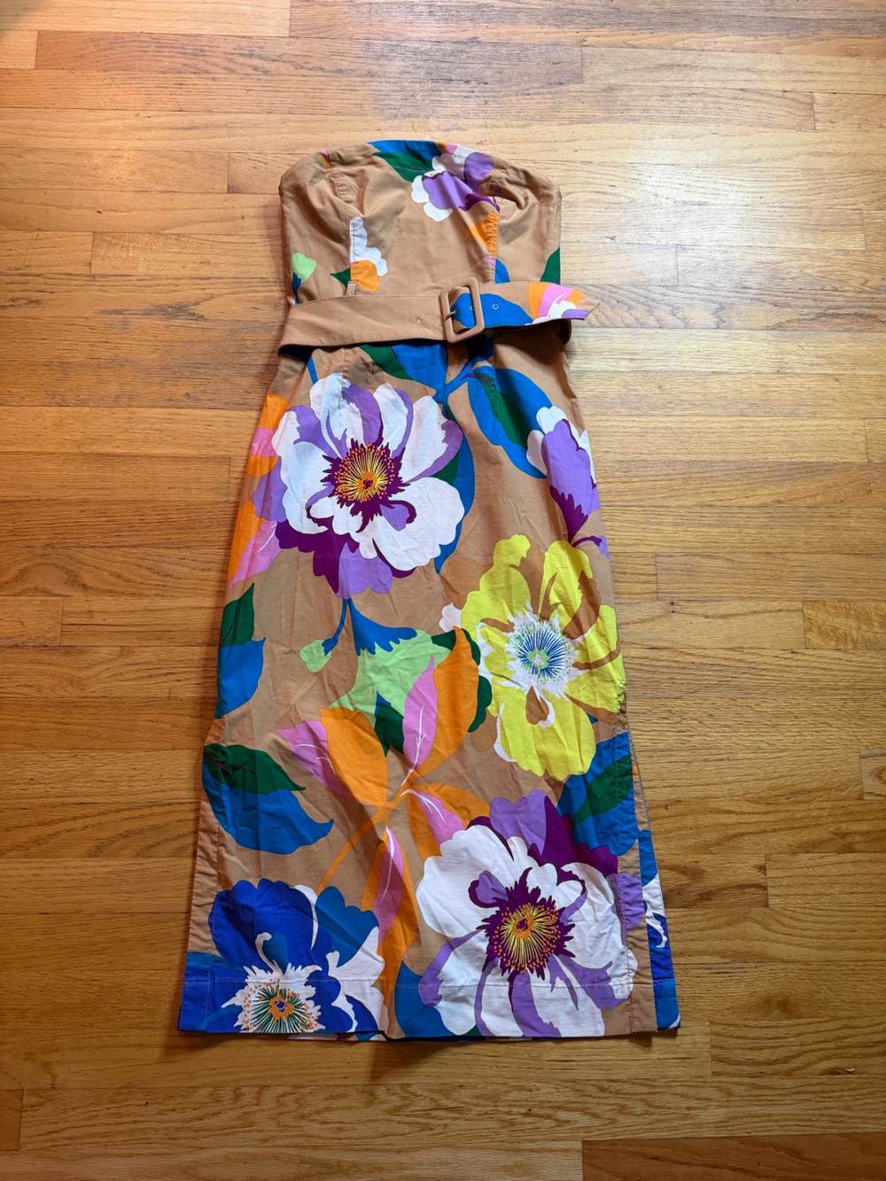Anthropologie- Maeve strapless belted dress